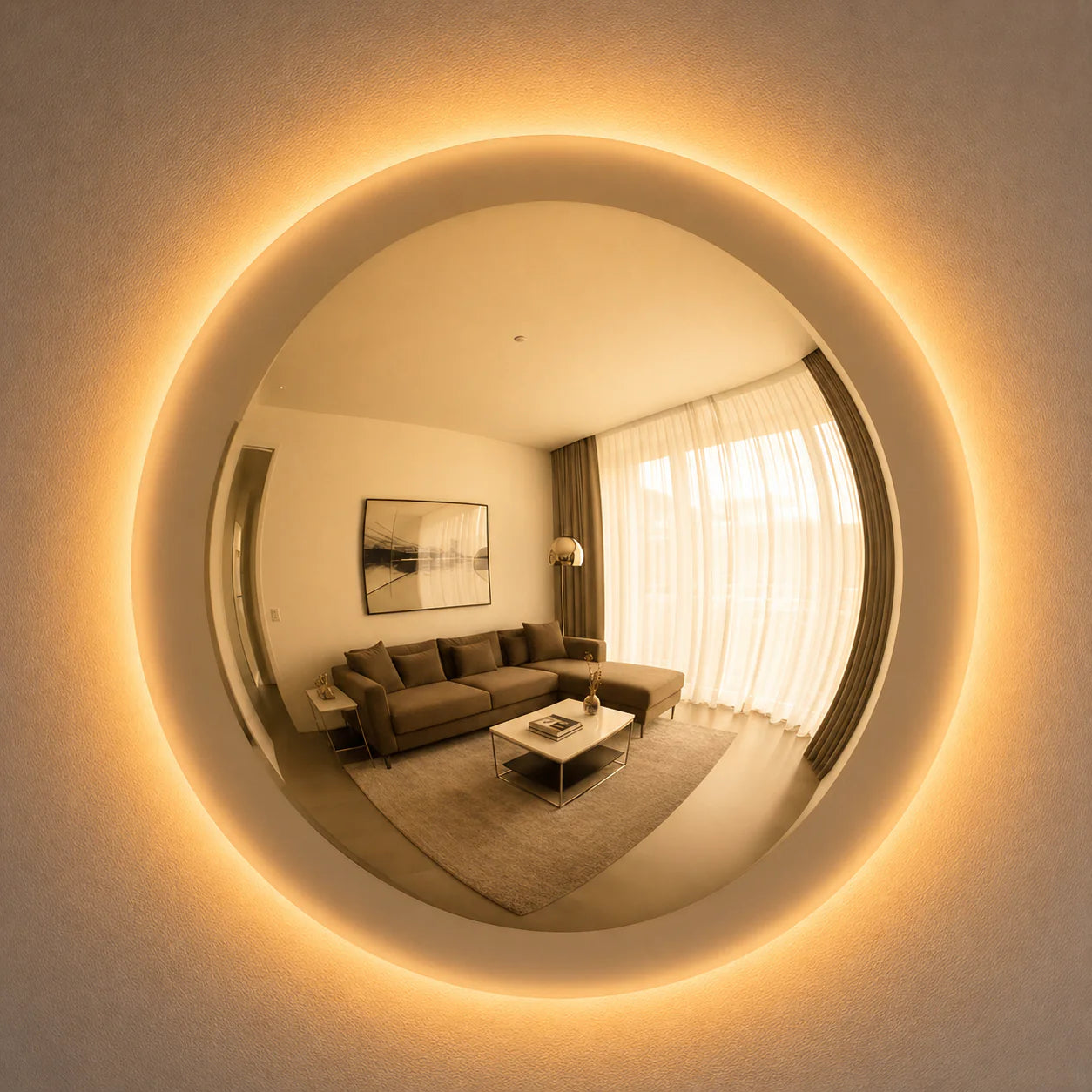 Convex Glow Mirror | Golden Halo