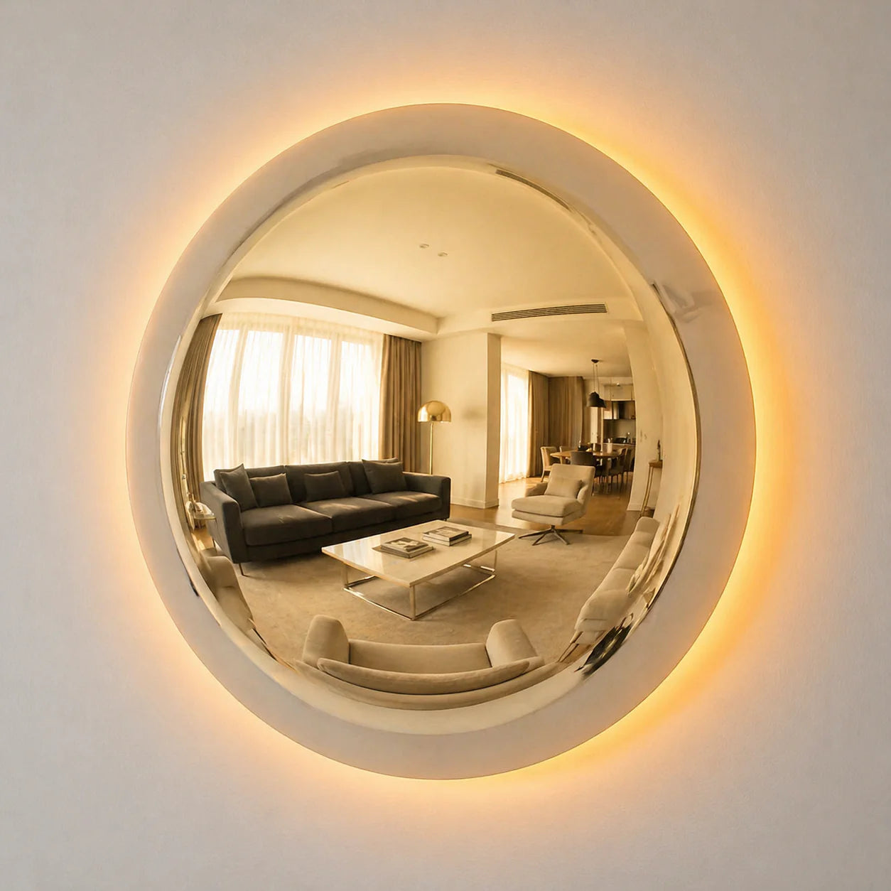 Convex Glow Mirror | Golden Halo