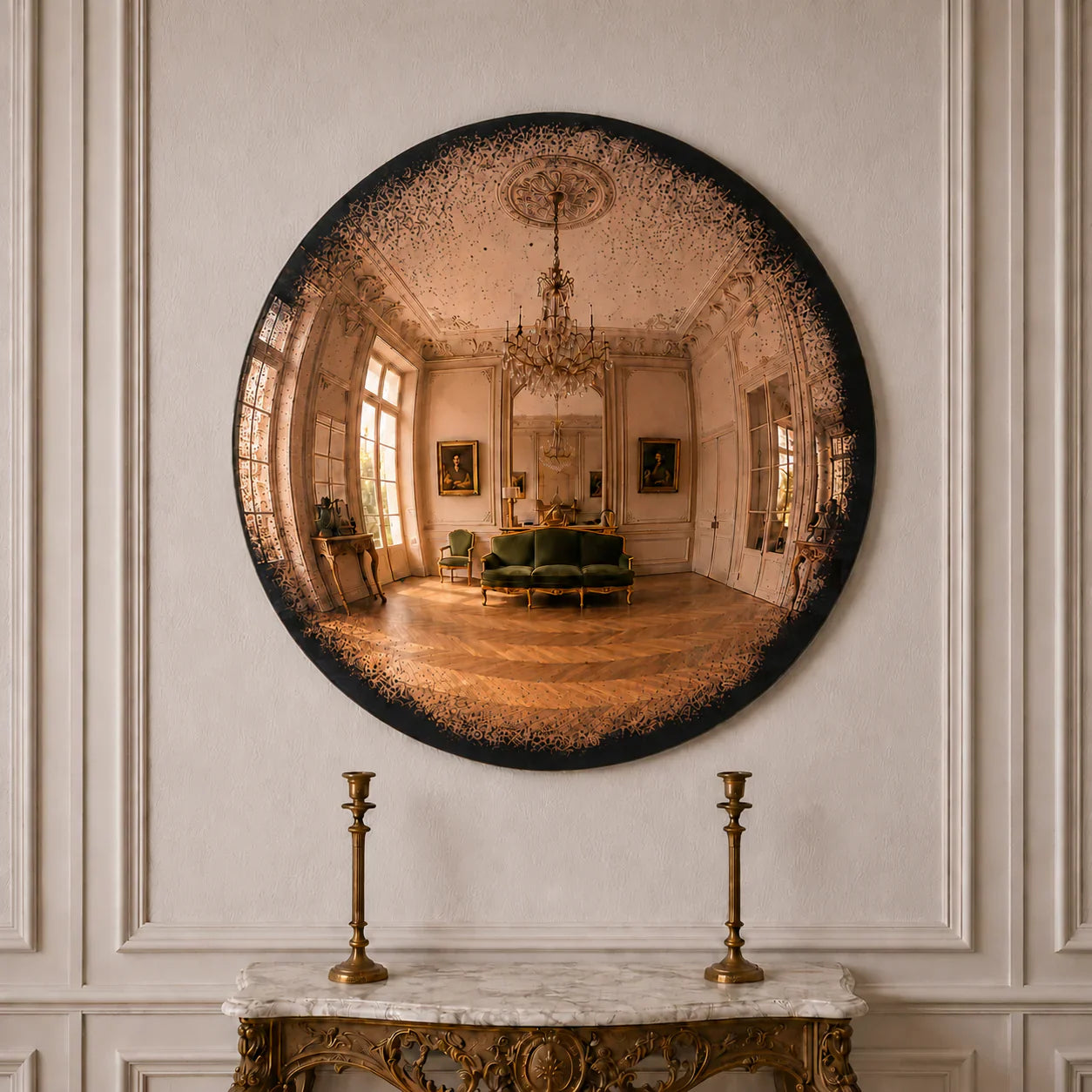Convex Glow Mirror | Antiqued Cognac Halo