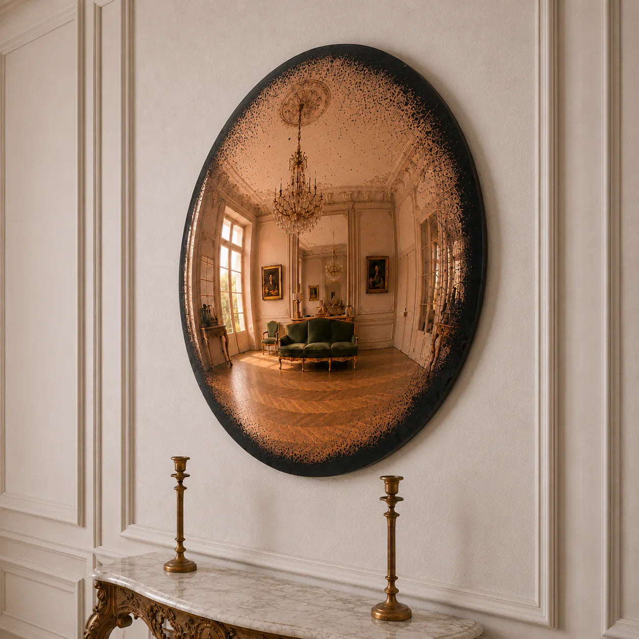 Convex Glow Mirror | Antiqued Cognac Halo