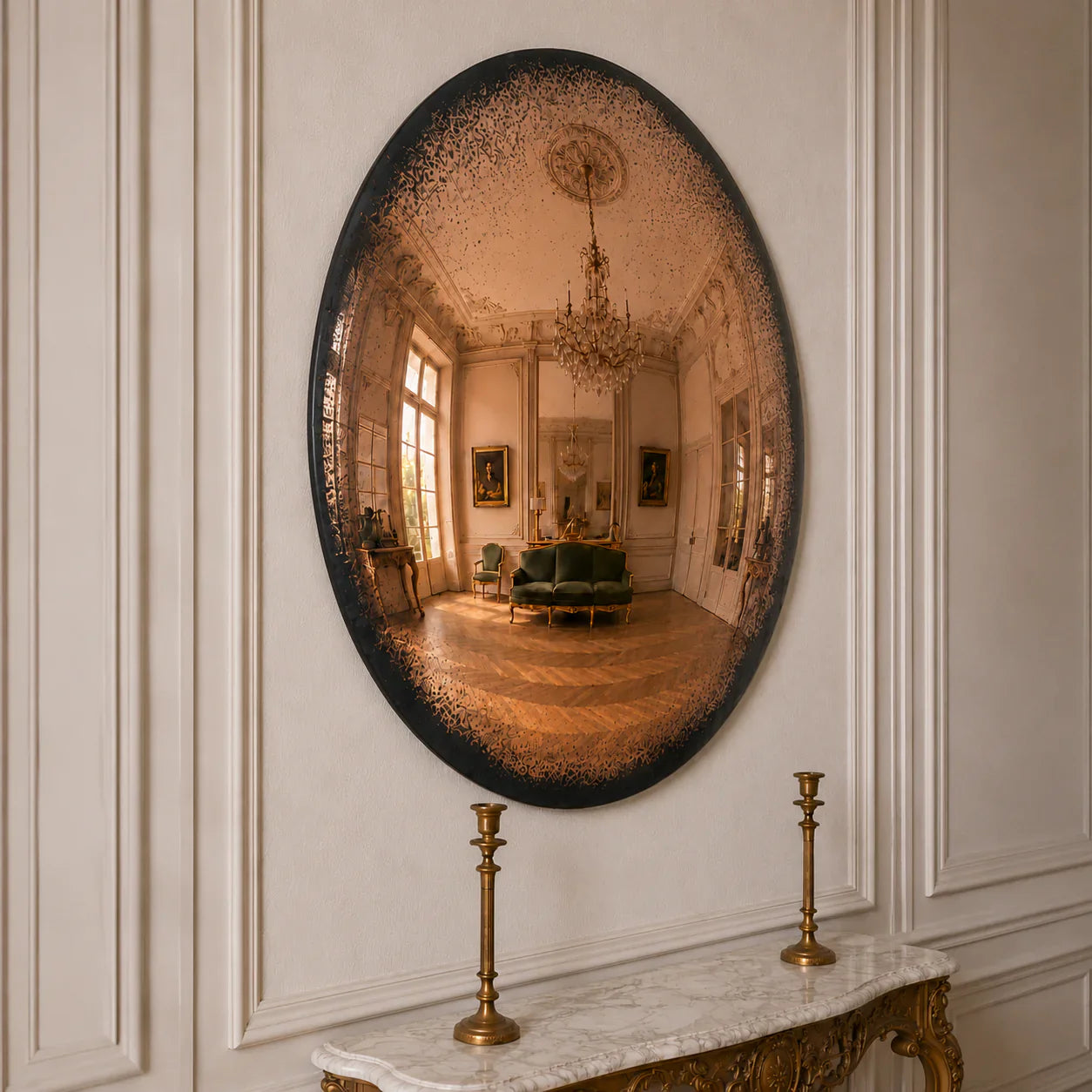 Convex Glow Mirror | Antiqued Cognac Halo