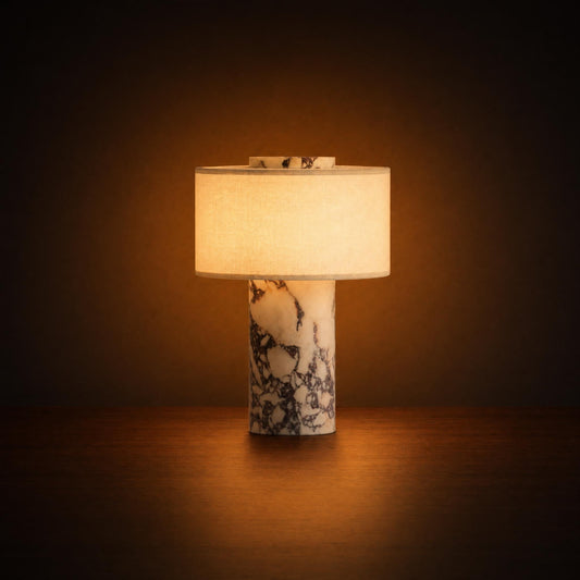 Quartz Marble Drum Table Lamp