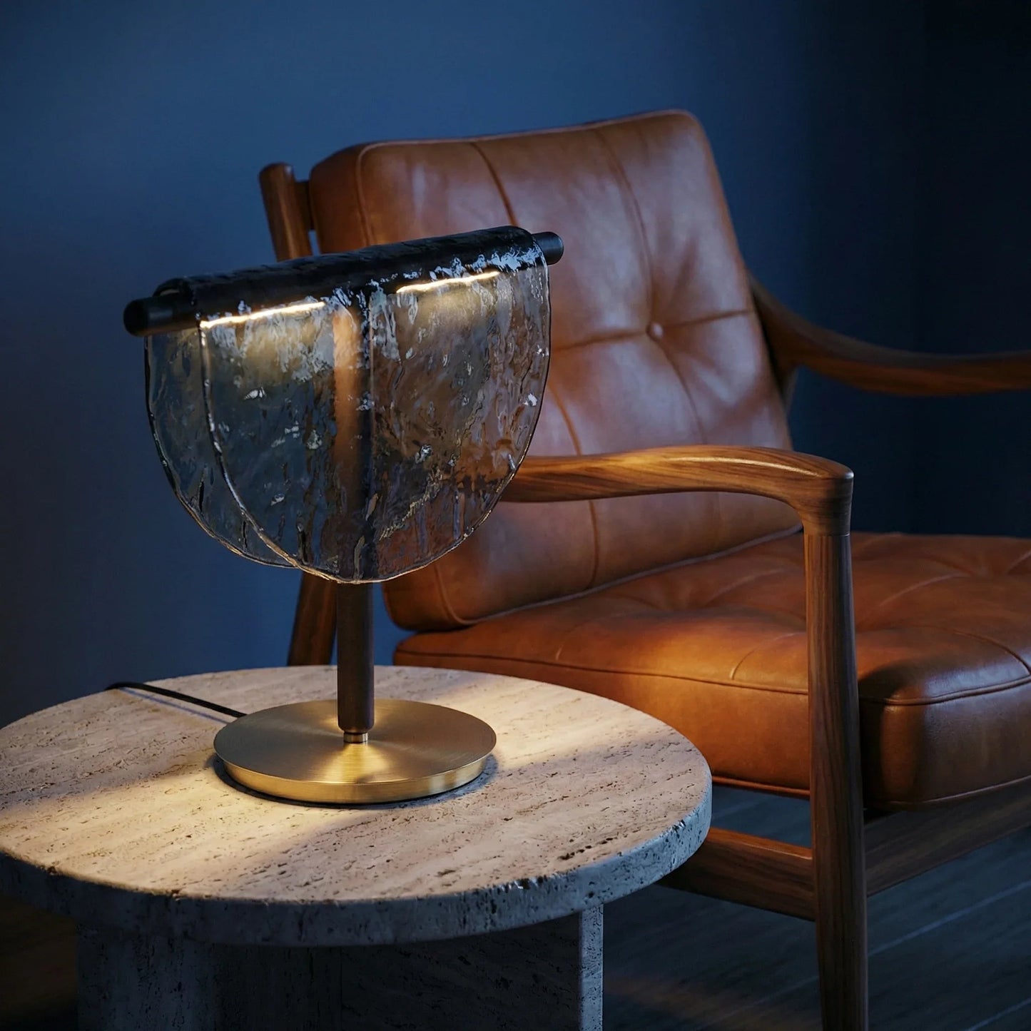 Mantle Draped Glass Table Lamp