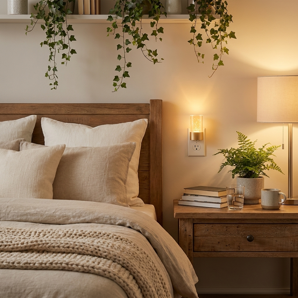 MuseGlow Night Light on bedside table lifestyle setting