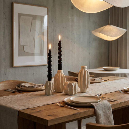 SculptForm Candle Holder on dining table lifestyle setting