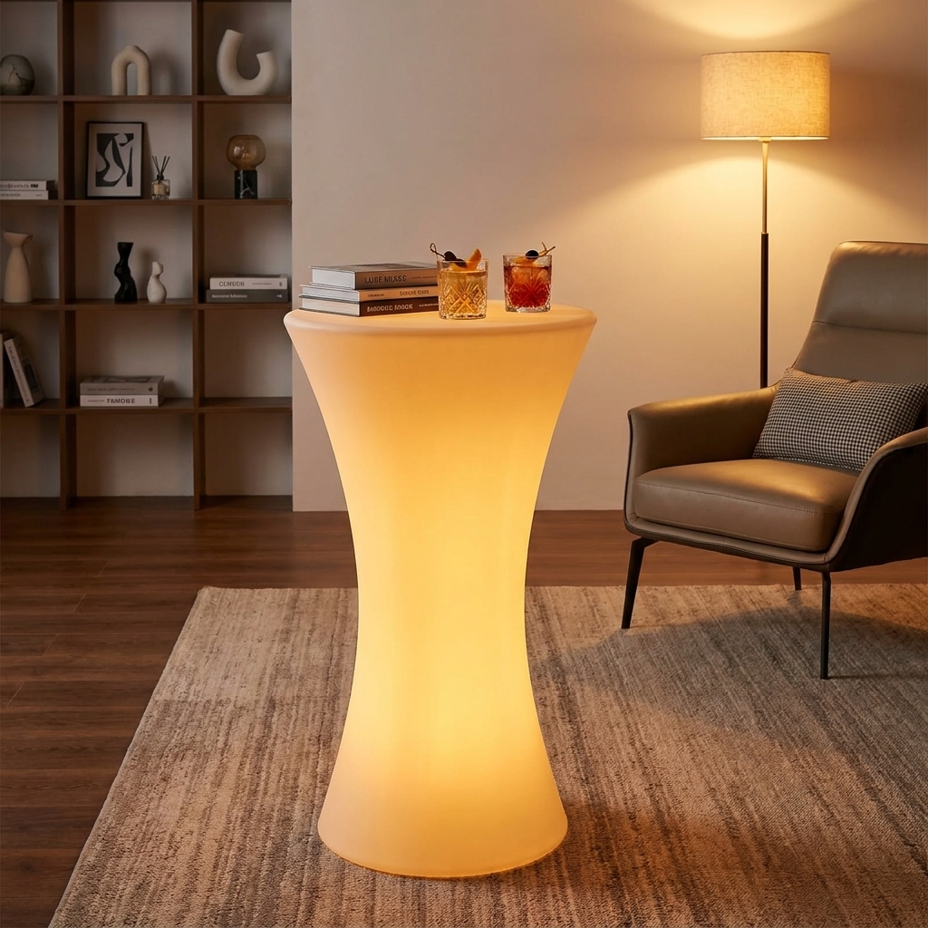 LumoBar Illuminated Table in modern living room lifestyle setting
