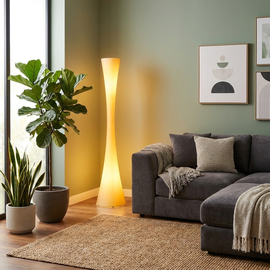 Sunspire Floor Lamp in modern living room lifestyle setting