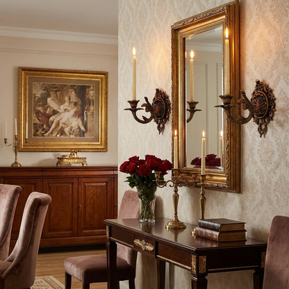 RegalEmber Candle Sconce on wall in elegant dining room lifestyle setting