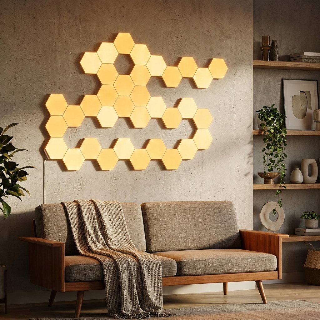 Honeycomb Hexalight panels on feature wall lifestyle setting