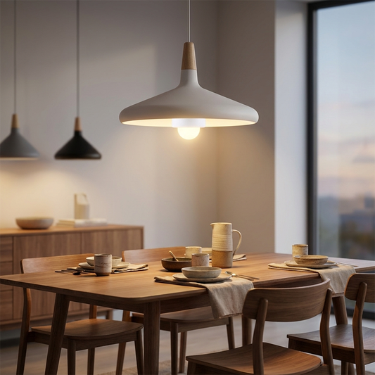 Rechargeable Remote-Controlled Bulb in pendant lamp dining room lifestyle setting