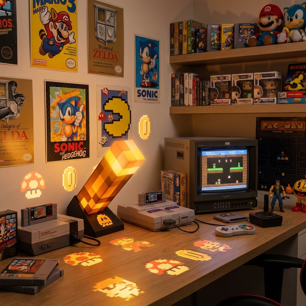 Retro Game Torch Light in gaming room lifestyle setting