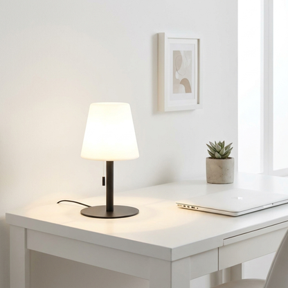 Minimalist Modern Table Lamp on desk in white home office lifestyle setting