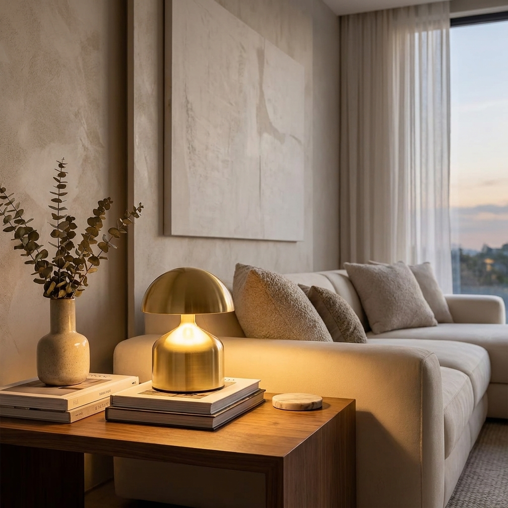 Auralis Table Lamp in stylish modern living room lifestyle setting
