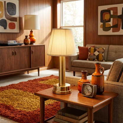 Retro Elegance Table Lamp in mid-century modern living room lifestyle setting