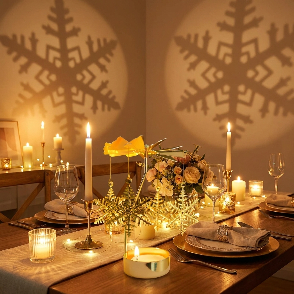 FlickerWaltz Candle Carousel on dining table lifestyle setting