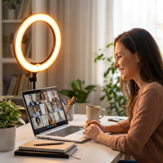 Lumi Ring Light in use for video content creation lifestyle setting