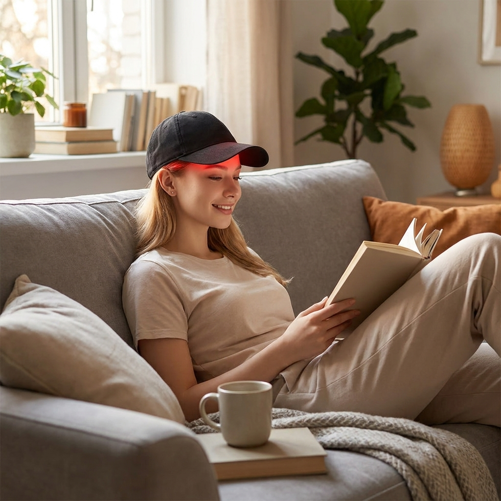 LumaDerm™ Red Light Therapy Hair Growth Cap lifestyle image