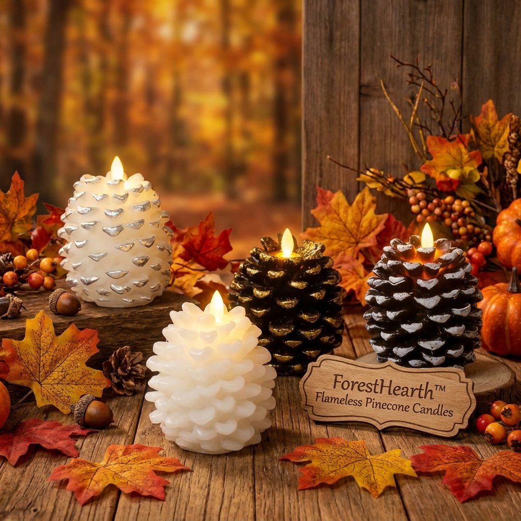 ForestHearth Flameless Pinecone Candles lifestyle