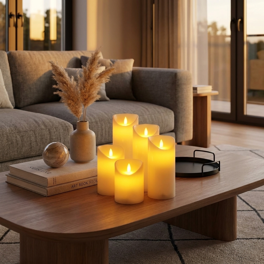 Flameless Block Candles lifestyle