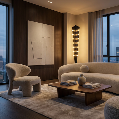 Valeris Floor Lamp glowing in a lifestyle scene