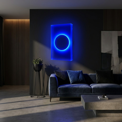 Umbra lamp glowing in a lifestyle scene