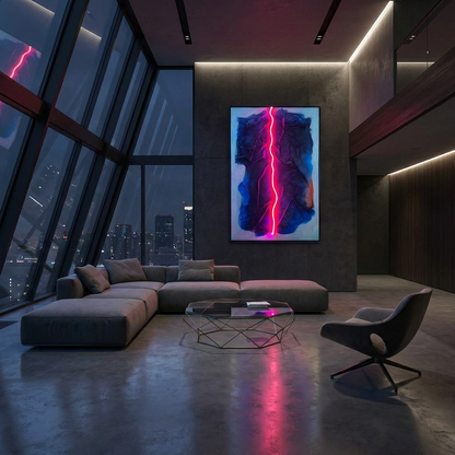 Neon Crease lamp glowing in a lifestyle scene