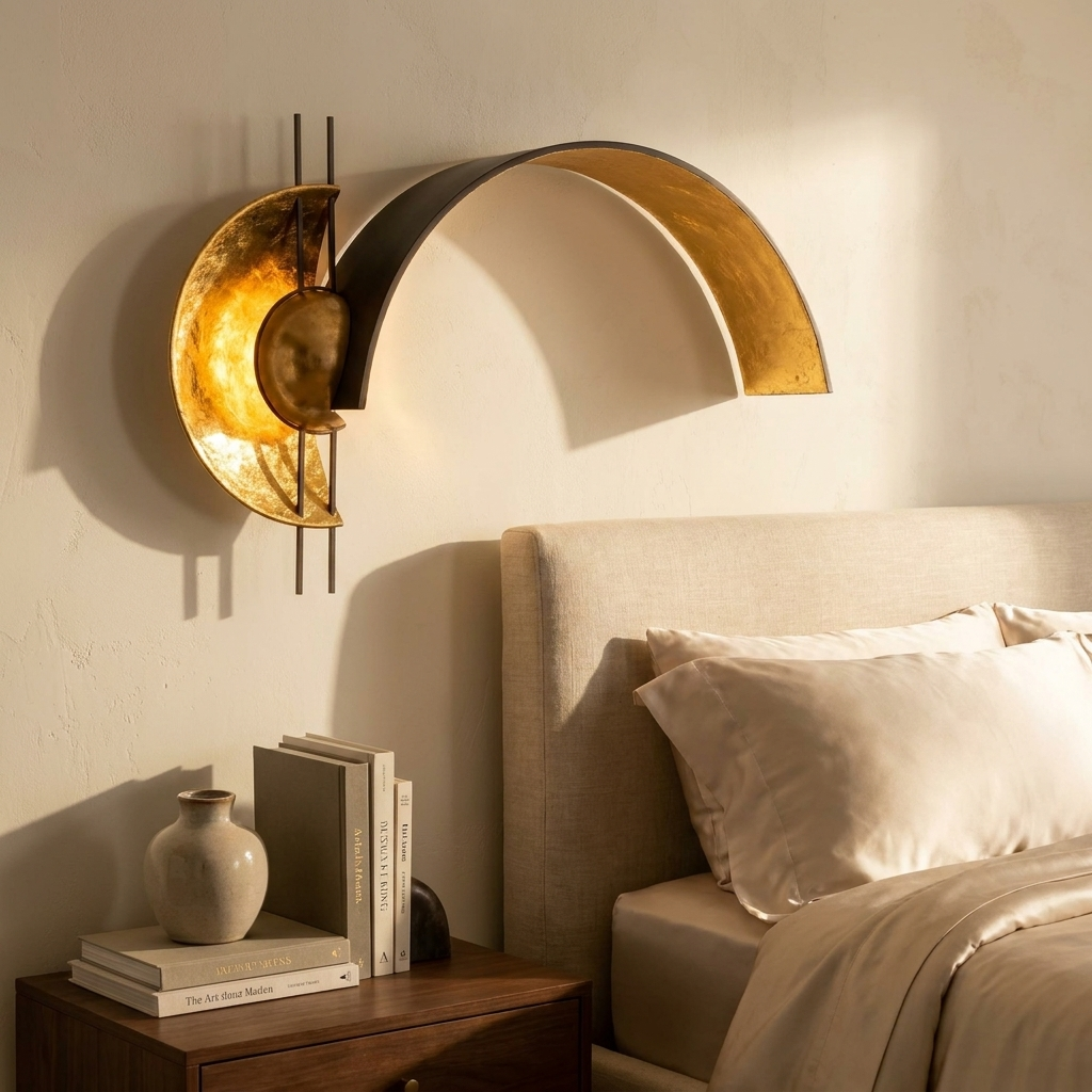 Solstice Sconce glowing in a lifestyle scene