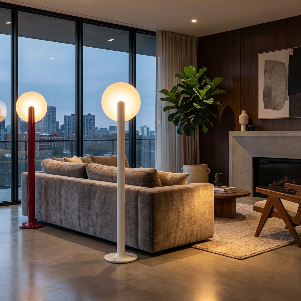 Elaris Pillar Lamp glowing in a lifestyle scene