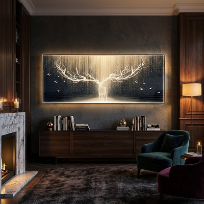 Starlit Elk lamp glowing in a lifestyle scene
