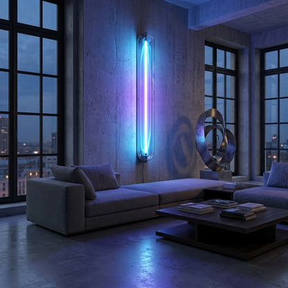 Discharge Ion lamp glowing in a lifestyle scene
