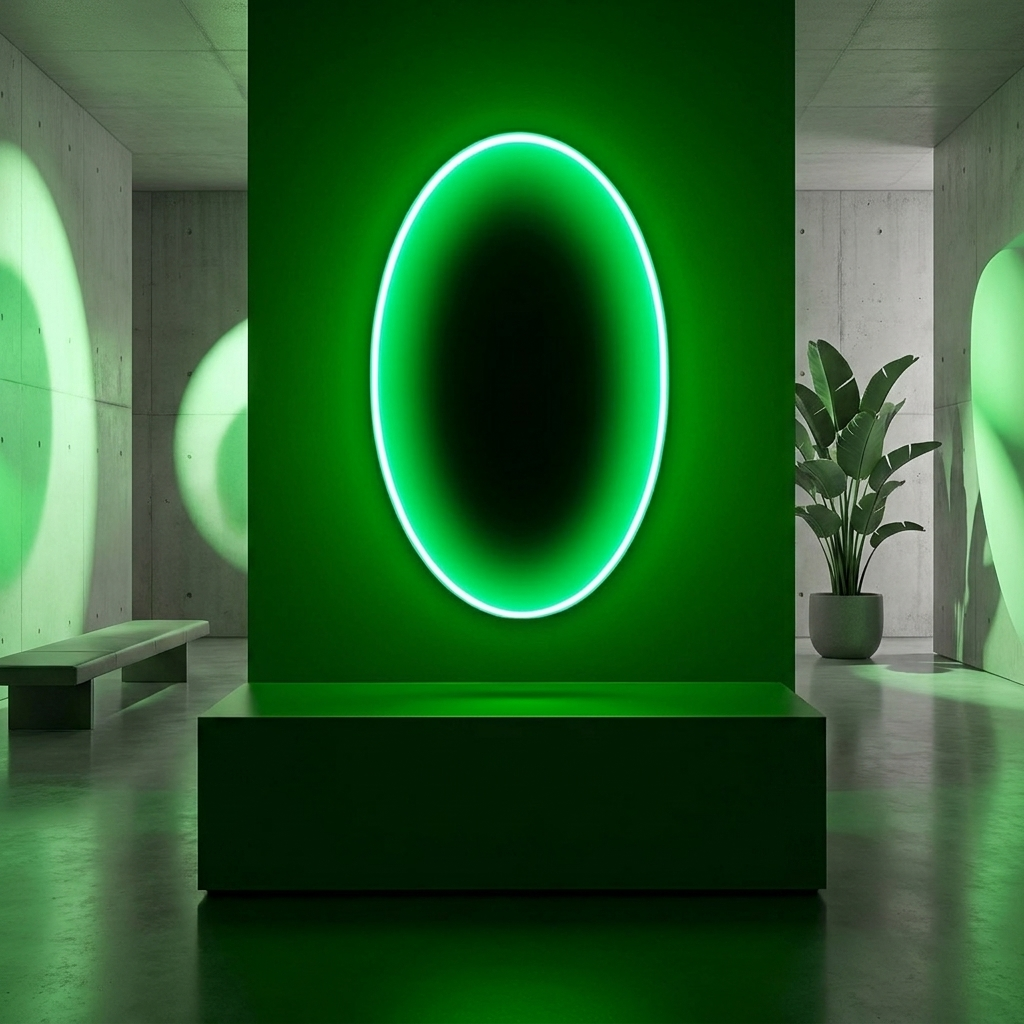 Threshold of Maybe Liminal Green glowing in a lifestyle scene