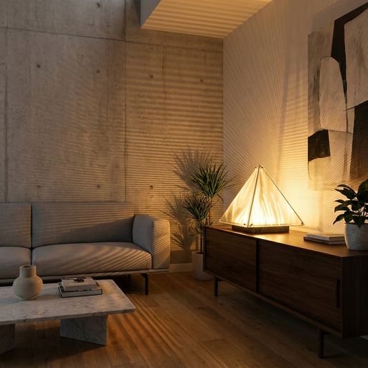 Louvre Lamp glowing in a lifestyle scene