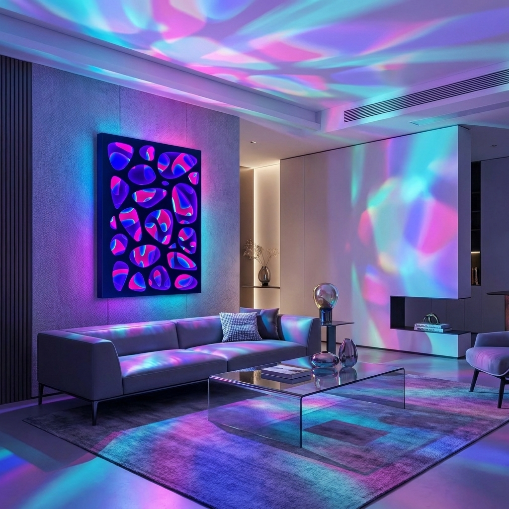 Spectral Flux Prismatic Shift glowing in a lifestyle scene