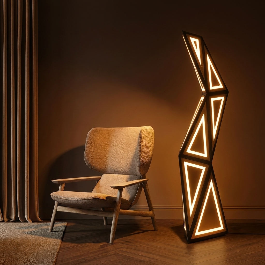 Aurelia Floor Lamp glowing in a lifestyle scene