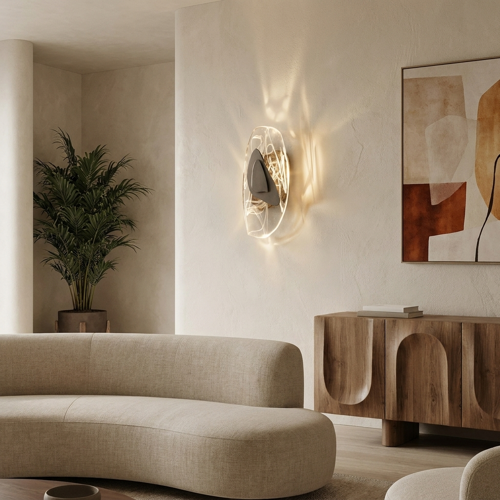 Celestine Sconce glowing in a lifestyle scene