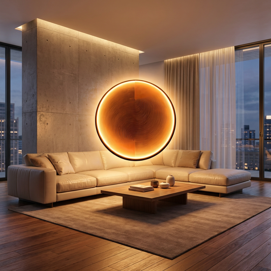 Halo Drift lamp glowing in a lifestyle scene