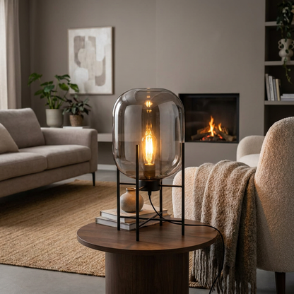 Oda Table Lamp glowing in a lifestyle scene