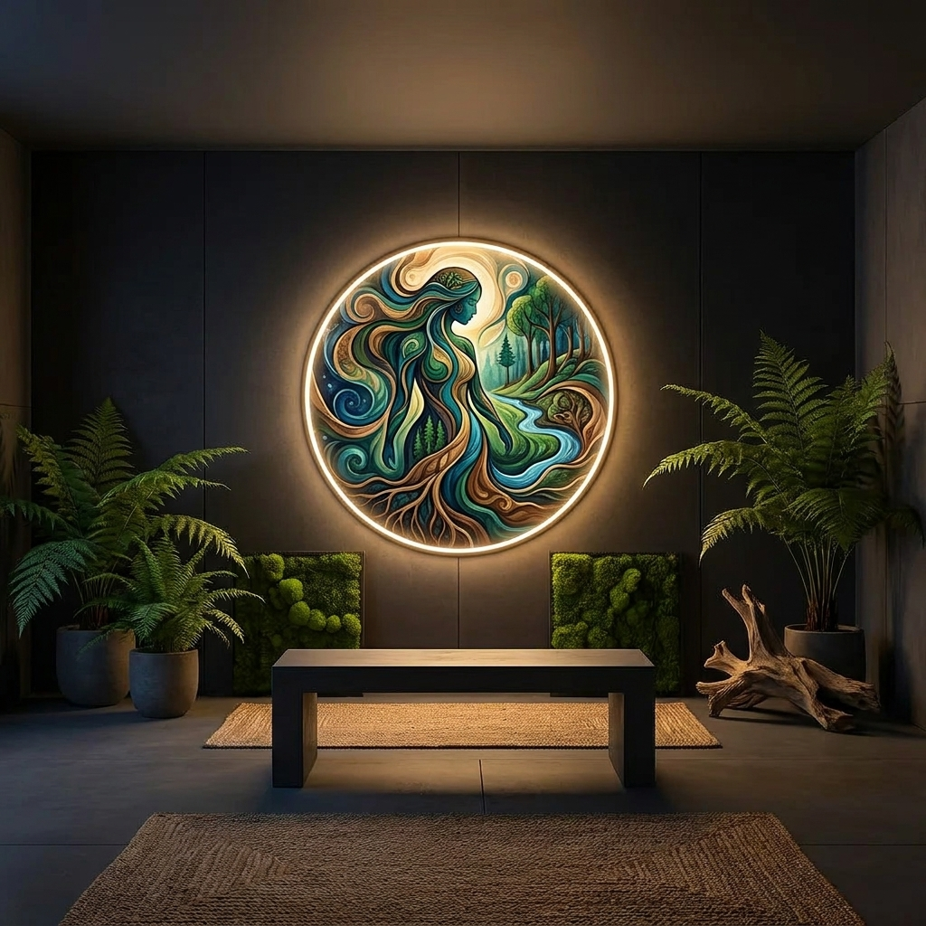 Mother Earth art glowing in a lifestyle scene