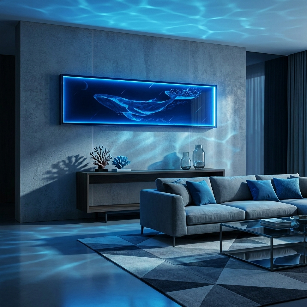 Deep Ocean Glow lamp glowing in a lifestyle scene