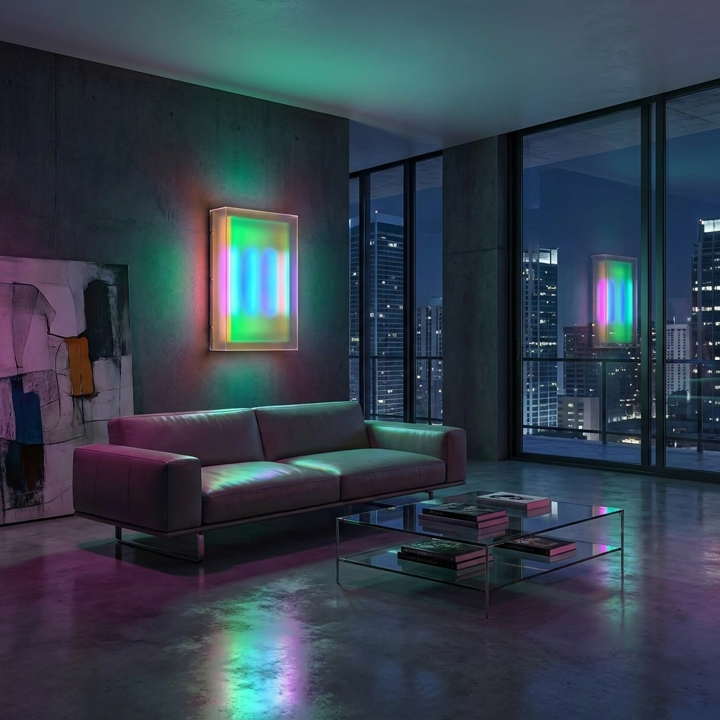 Discharge Aurora lamp glowing in a lifestyle scene