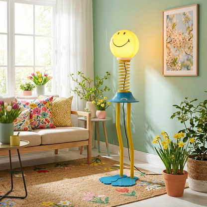 Smile Spring Floor Lamp glowing in a lifestyle scene