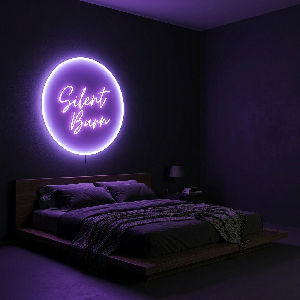 Silent Burn Violet Myst glowing in a lifestyle scene