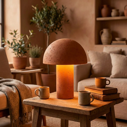 Terra Table Lamp glowing in a lifestyle scene