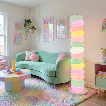 Marshmallow Candy Floor Lamp glowing in a lifestyle scene