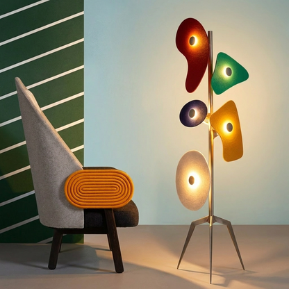 Orbital Floor Lamp glowing in a lifestyle scene