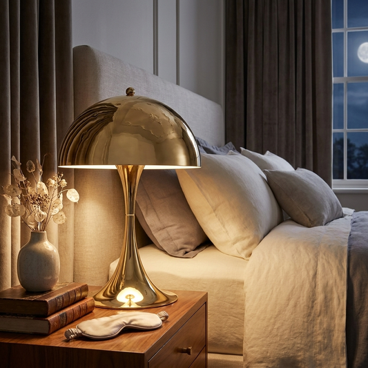 Lunara Table Lamp glowing in a lifestyle scene