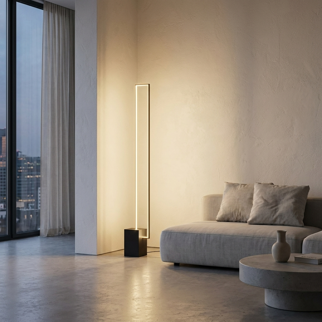 Linea Floor Lamp glowing in a lifestyle scene