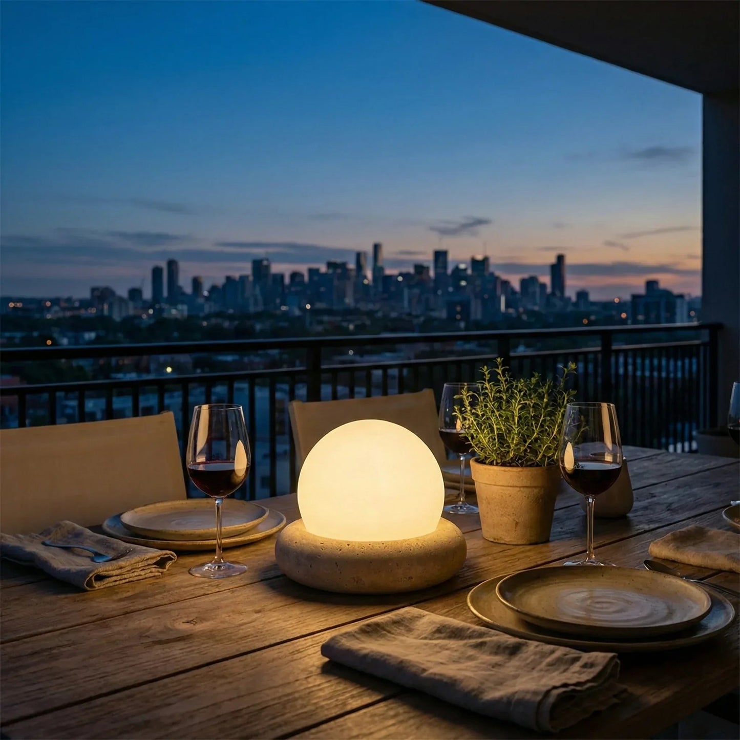 Nomad Travertine Sphere Lamp