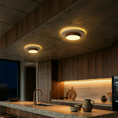 Roundel Travertine Disc Ceiling Light