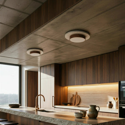 Roundel Travertine Disc Ceiling Light